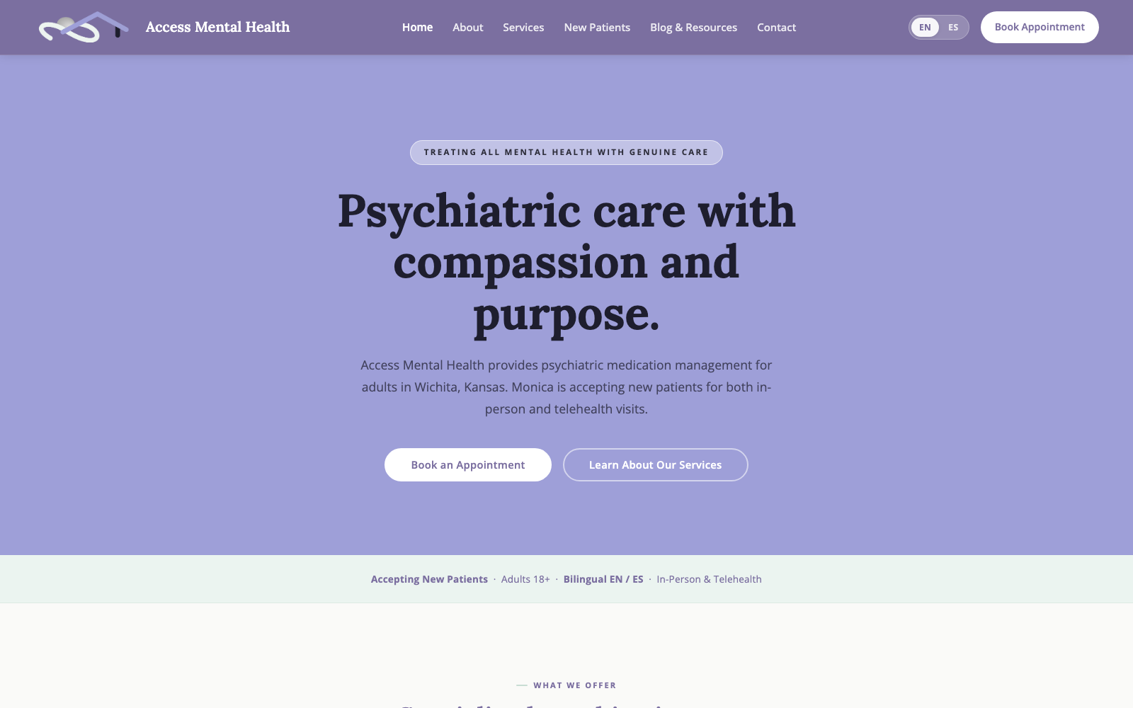 Screenshot of the Access Mental Health website
